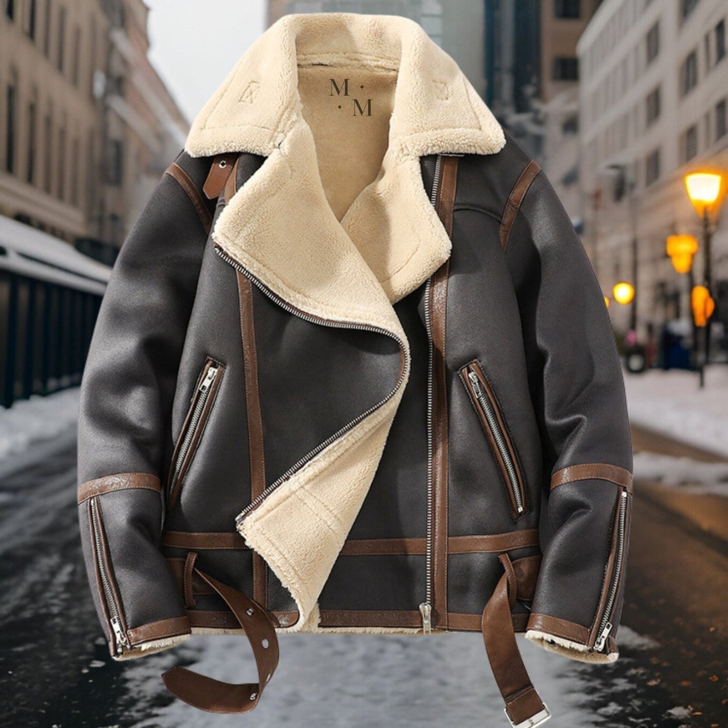 Plus Size Polo Collar Fleece-Lined Jacket - Thickened Fur Winter Coat