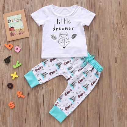 Cotton Baby Outfit Set - T-Shirt and Pants for Newborns & Toddlers