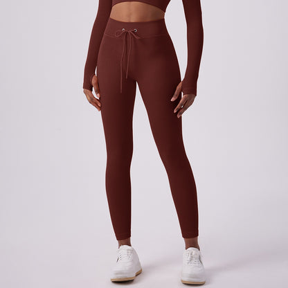 Women's High-Waisted Butt-Lifting Yoga Pants - Quick-Dry Athletic Leggings with Drawstring