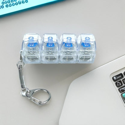 4-Key Mechanical Keyboard Keychain | Tactile Clicker Stress Relief Gadget | Transparent & LED Light Variants