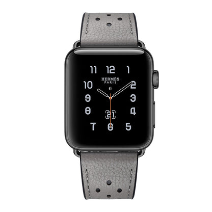 Genuine Leather Apple Watch Band - Breathable Perforated Design