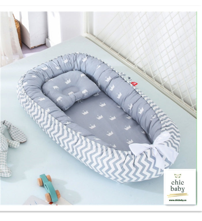 Portable Baby Nest Bed - Cotton Travel Crib with Removable Washable Cover