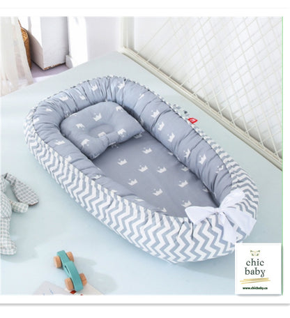 Portable Baby Nest Bed - Cotton Travel Crib with Removable Washable Cover