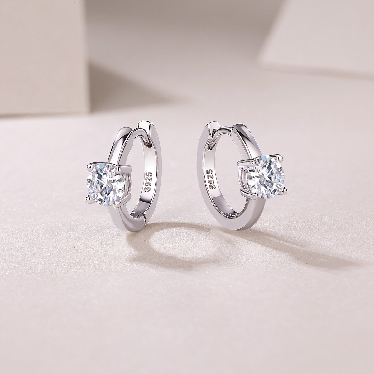 Moissanite Heart Stud Earrings - 0.5 Carat S925 Sterling Silver Platinum Plated