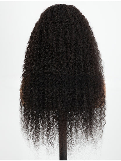 Long Black Curly Lace Front Wig - Small Curls Fluffy Style