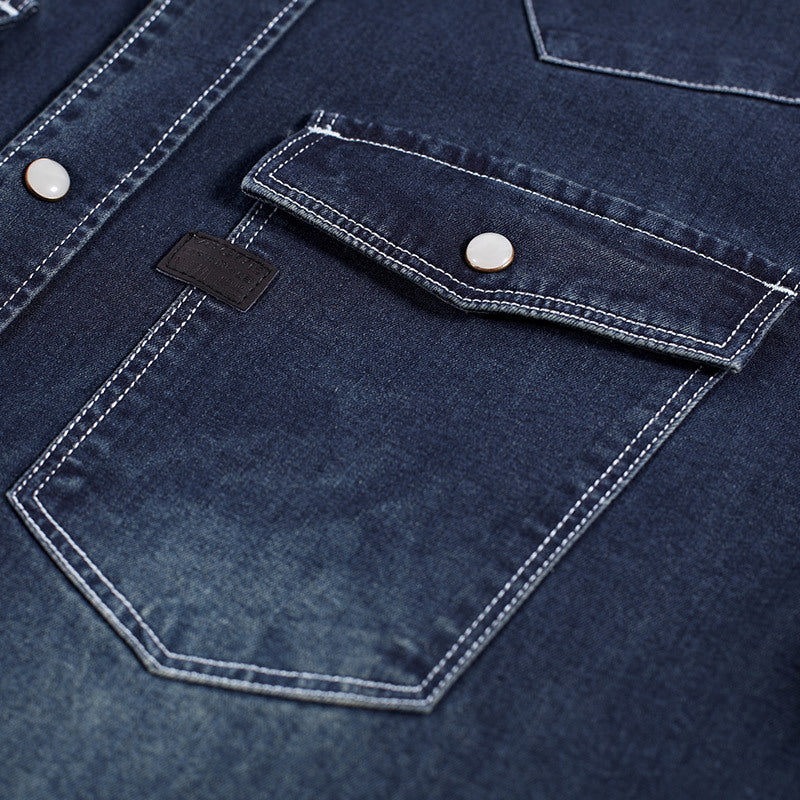 Men's Long Sleeve Denim Shirt - Cotton Casual Outdoor Leisure Shirt