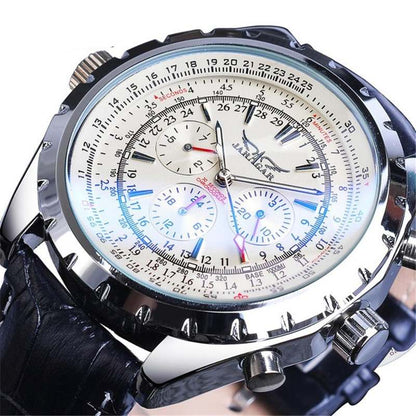 Men's Mechanical Watch | Alloy Case | Mineral Glass Crystal | White & Black