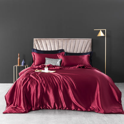Luxe Washed Silk 4-Piece Bedding Set - 100% Mulberry Silk European-Style with Duvet Cover, Sheet, and Pillowcases