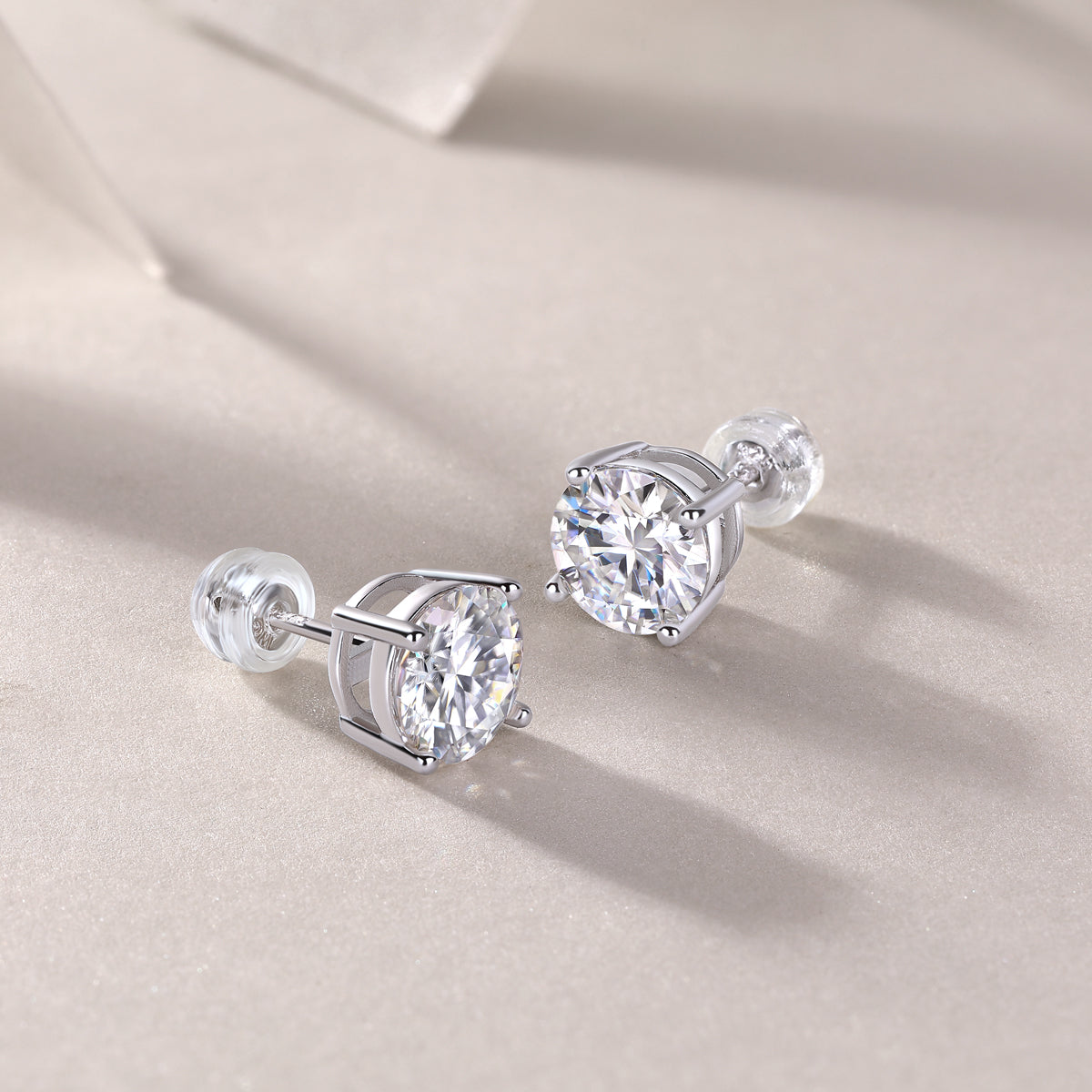 Moissanite Stud Earrings - S925 Sterling Silver Platinum Plated