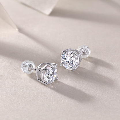 Moissanite Stud Earrings - S925 Sterling Silver Platinum Plated