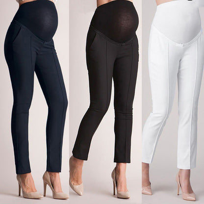 Maternity Skinny Workout Pants - Elastic Waist Pregnancy Trousers