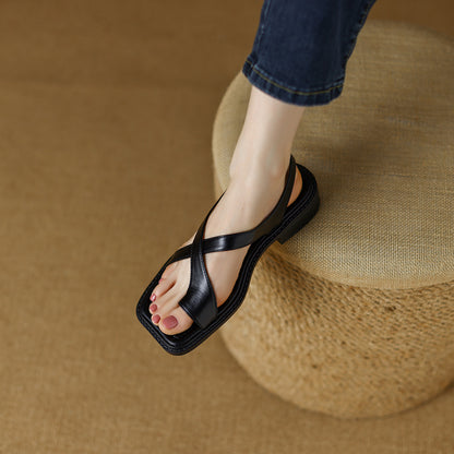 Women's Retro Roman Sandals - Comfortable PU Leather Flat Shoes