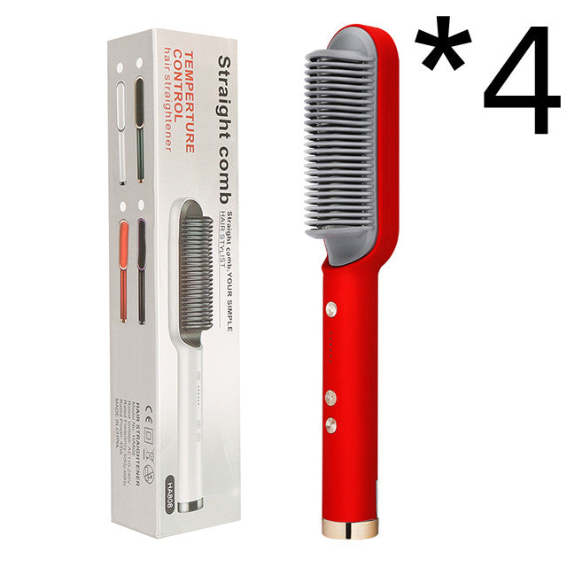 2-in-1 Hair Straightener & Curling Comb | Tourmaline Ceramic | Negative Ion Electric Hair Brush