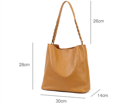 Plant-Tanned First Layer Cowhide Leather Handbag - Large Capacity Women's Bag with Versatile Carrying Options
