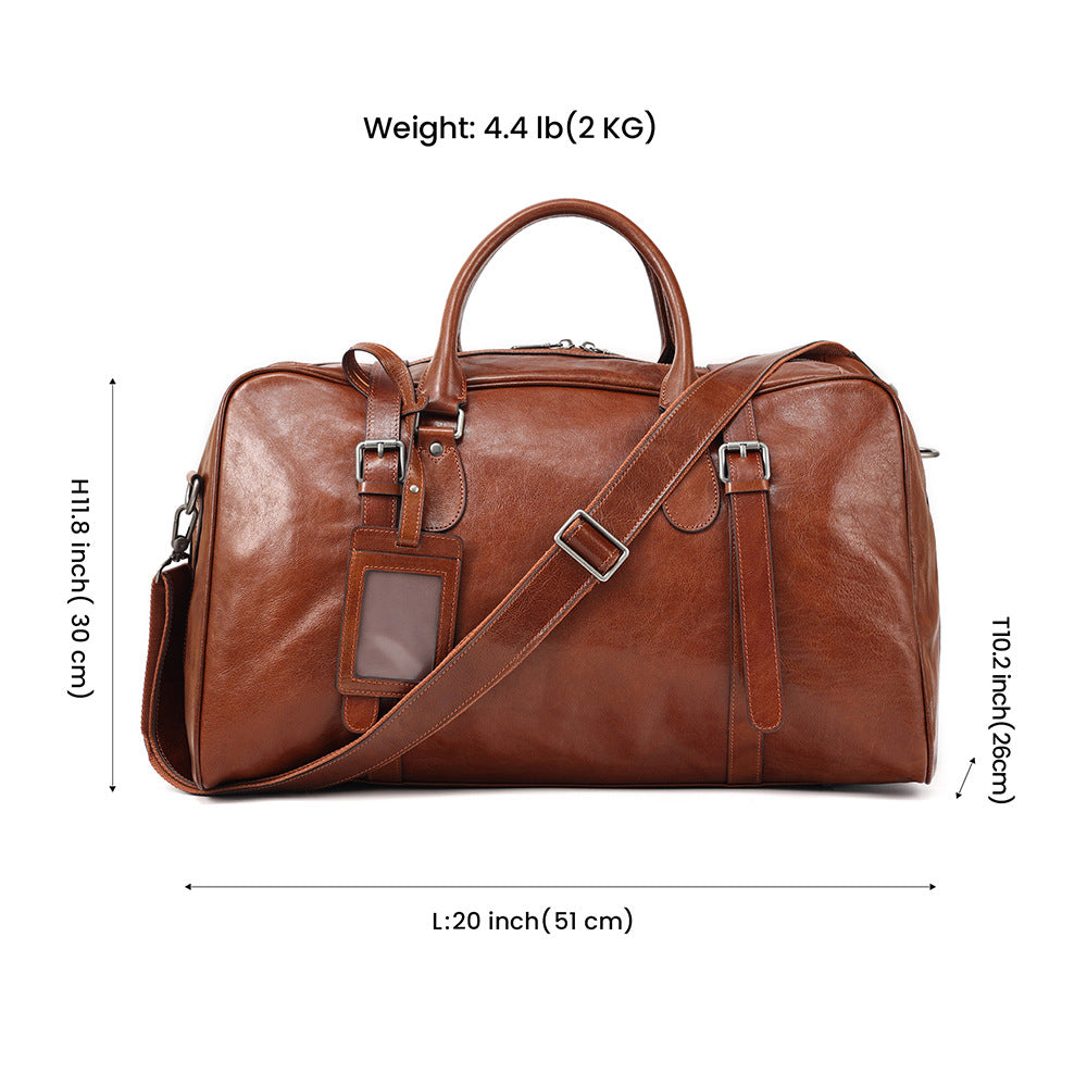 Large-Capacity Genuine Leather Travel Bag - Business Commute & Short Trips