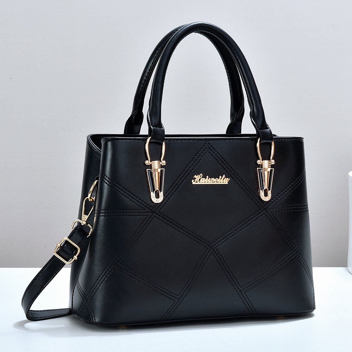 Women's Color Block Handbag - PU Leather Commuter Tote with Multiple Compartments