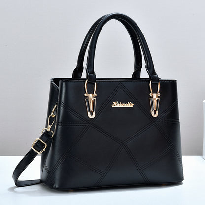 Women's Color Block Handbag - PU Leather Commuter Tote with Multiple Compartments