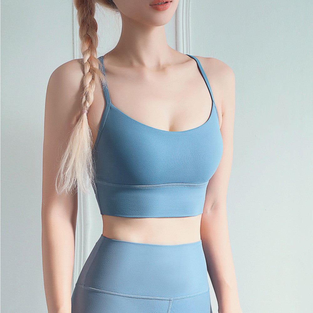 Y-Shaped Sports Bra - Wireless Gathered Support for Yoga and Fitness