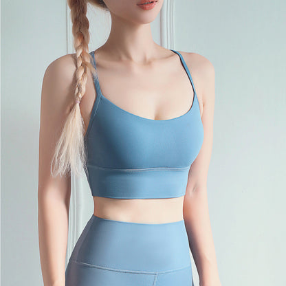 Y-Shaped Sports Bra - Wireless Gathered Support for Yoga and Fitness