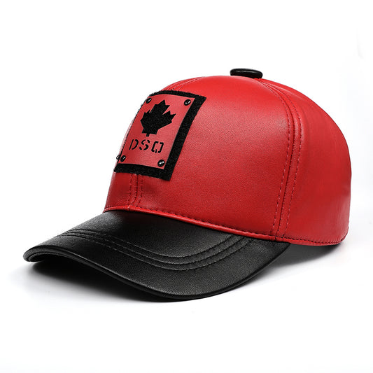 Genuine Lambskin Leather Baseball Cap - Unisex Adjustable Dome Crown Hat