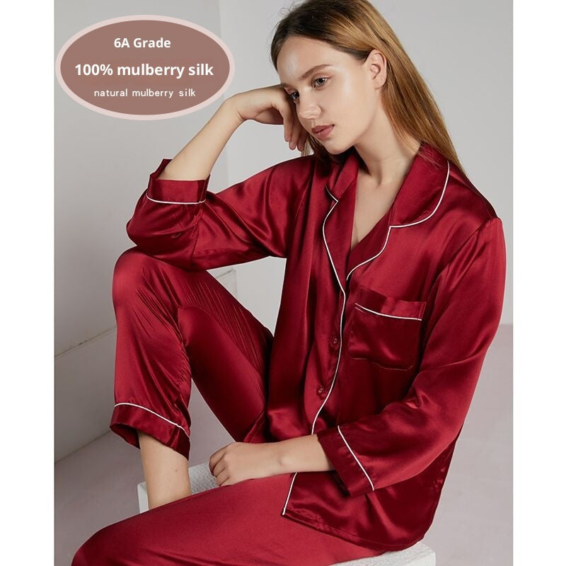 Silk Pajama Set - Long Sleeve Top and Pants Two-Piece