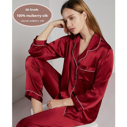 Silk Pajama Set - Long Sleeve Top and Pants Two-Piece