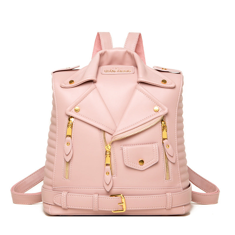 PU Leather Backpack - Vertical Square Fashion Backpack with Zipper Pocket