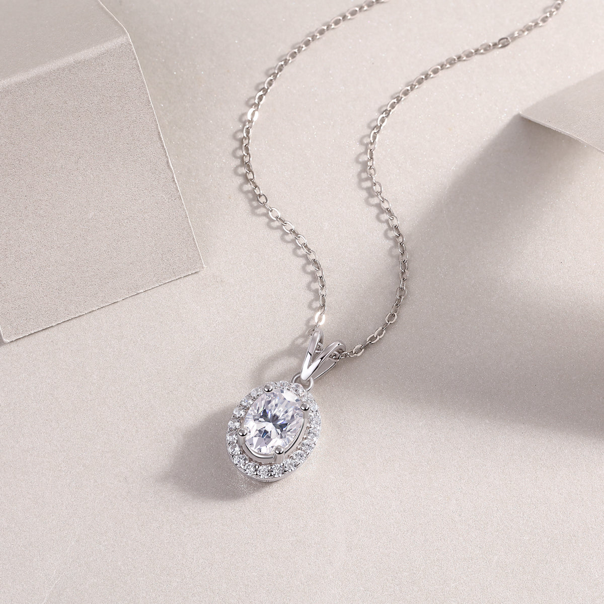 V-Shaped Infinity Moissanite Necklace - S925 Sterling Silver Platinum Plated Pendant