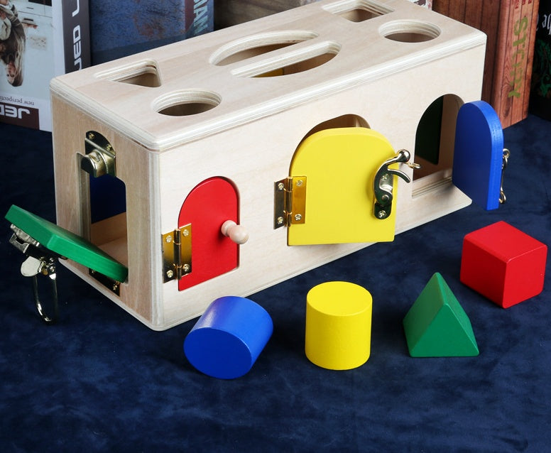 Wooden Shape Lock Box - Educational Montessori Toy for Preschool