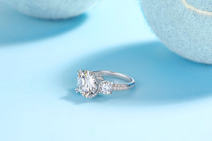 5 Carat Moissanite Sterling Silver Ring - Gold Plated Wedding Band