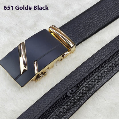 First Layer Cowhide Leather Belt with Hidden Money Compartment - Automatic Buckle