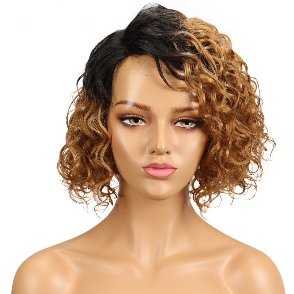Women's Human Hair Lace Curly Wig - Natural Looking Headpiece