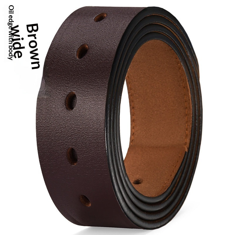 Vintage Genuine Cowhide Leather Belt for Men - Pin Buckle Square Design