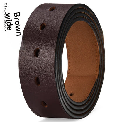 Vintage Genuine Cowhide Leather Belt for Men - Pin Buckle Square Design