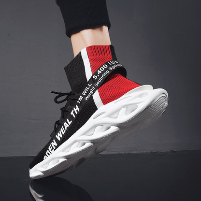Unisex High-Top Mesh Sports Sneakers - Breathable Net Upper with Rubber Sole