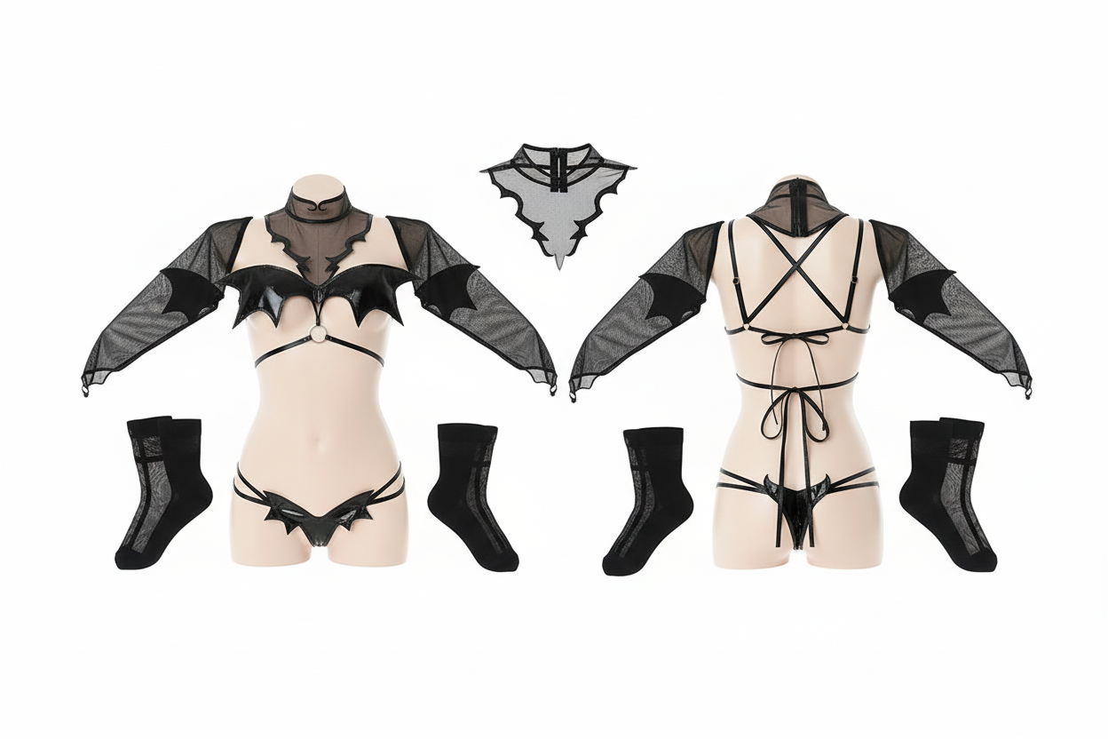 Women's Lace-Up Lingerie Bundle Set - Six-Piece Intimate Apparel Collection