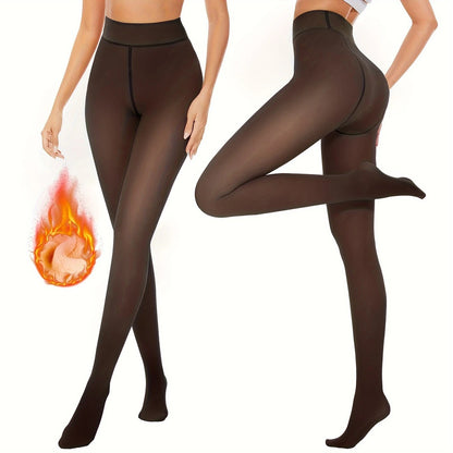 Women's Fleece Lined Tights - Thermal Leg Warmers for Autumn and Winter