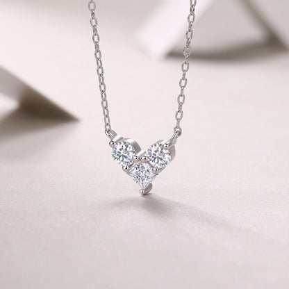 Love In The Present Moissanite Necklace - S925 Sterling Silver Platinum Plated Pendant