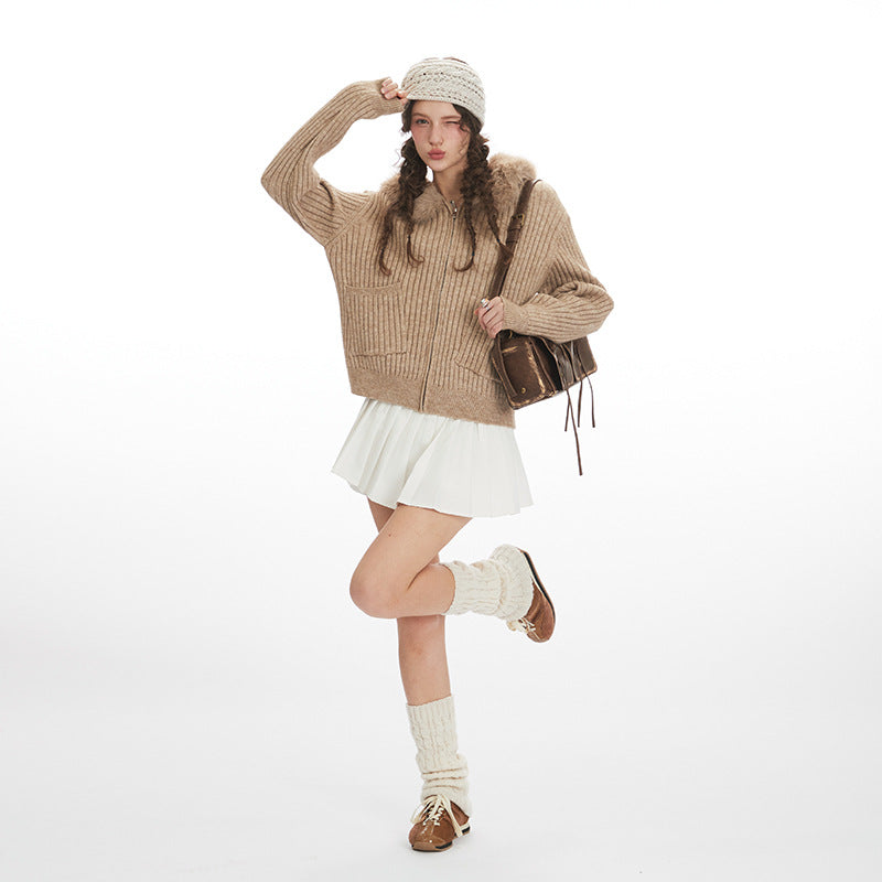 Women's Hooded Knit Sweater Cardigan - Slim Fit Button-Up Sweater