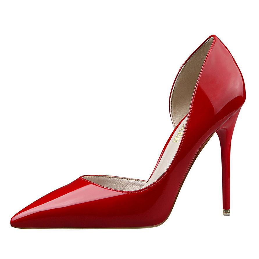 Women's D'Orsay Pointed Toe Patent Leather High Heel Pumps - Dress Shoes