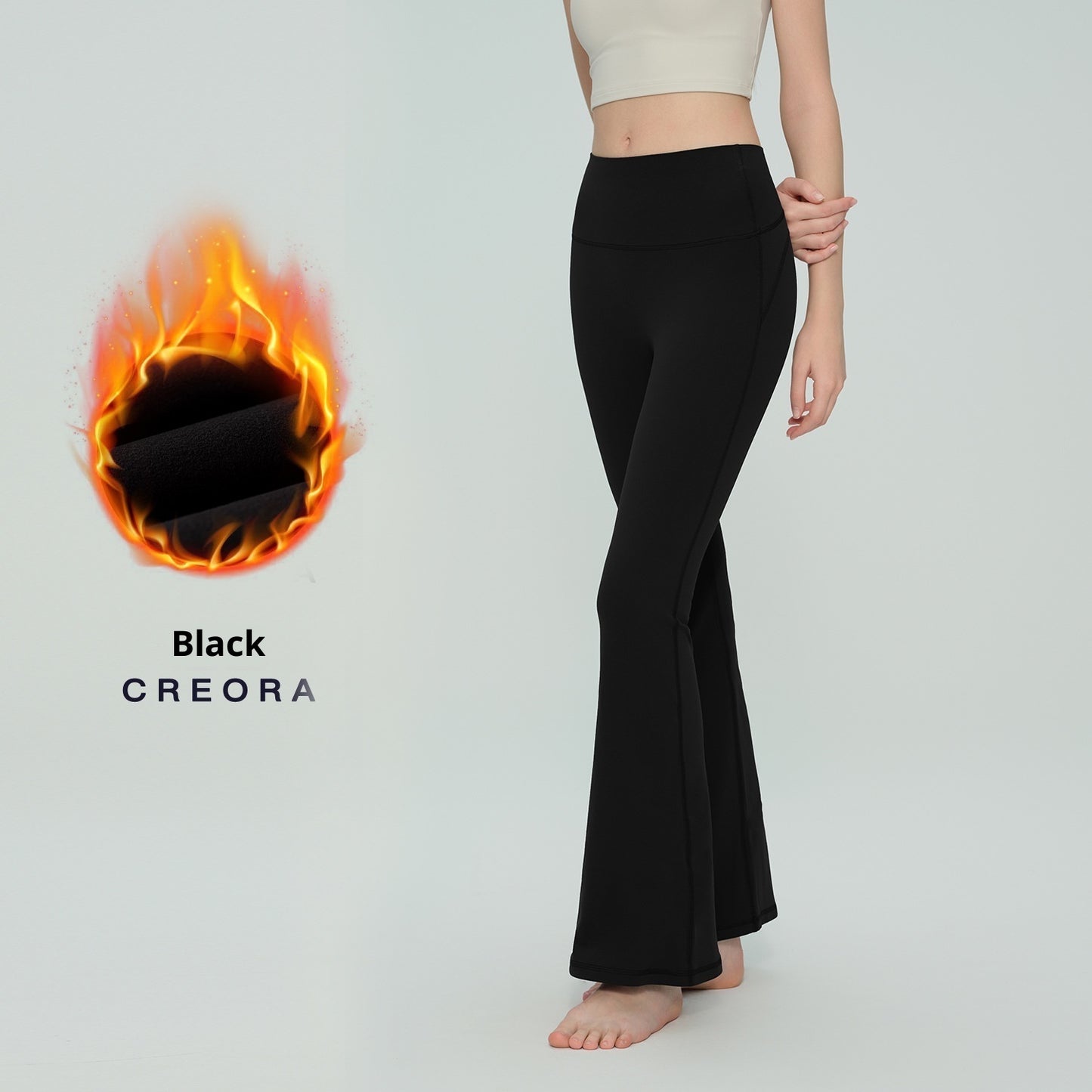 Women's High-Waisted Fleece Flare Pants - Thickened Wool-Lined Slim Fit Trousers