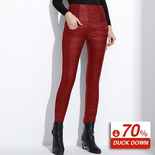 Women's Duck Down Jogger Pants - Insulated Winter Trousers