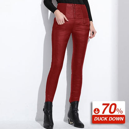 Women's Duck Down Jogger Pants - Insulated Winter Trousers