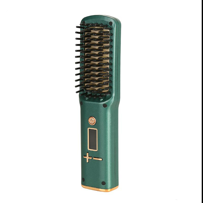 Wireless Charging Straight Hair Comb - Travel Portable USB Rechargeable Hair Styling Tool