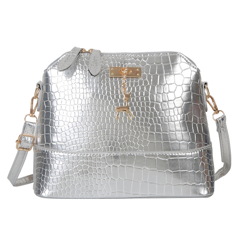 Shell-Shaped PU Leather Crossbody Bag - Large Capacity Solid Color Shoulder Bag
