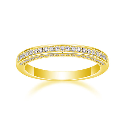Delicate Moissanite Sterling Silver Ring - Platinum Plated Wedding Band