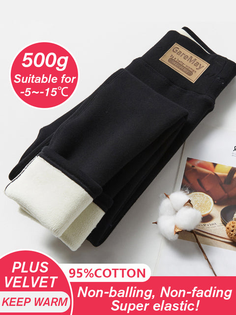 Women's Thick Velvet Winter Leggings - High-Waist Thermal Warm