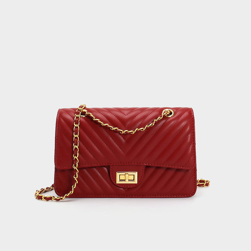 Large Capacity Quilted Lingerie Travel Bag - Cowhide Leather Crossbody