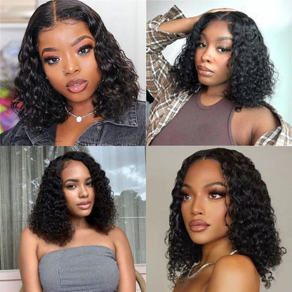 Human Hair Water Wave Bob Wig - Frontal Lace Wig