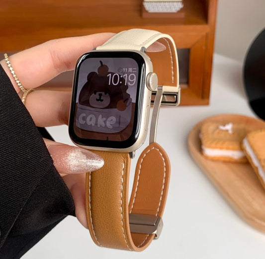 Premium Leather Magnetic Buckle Apple Watch Strap - All Series